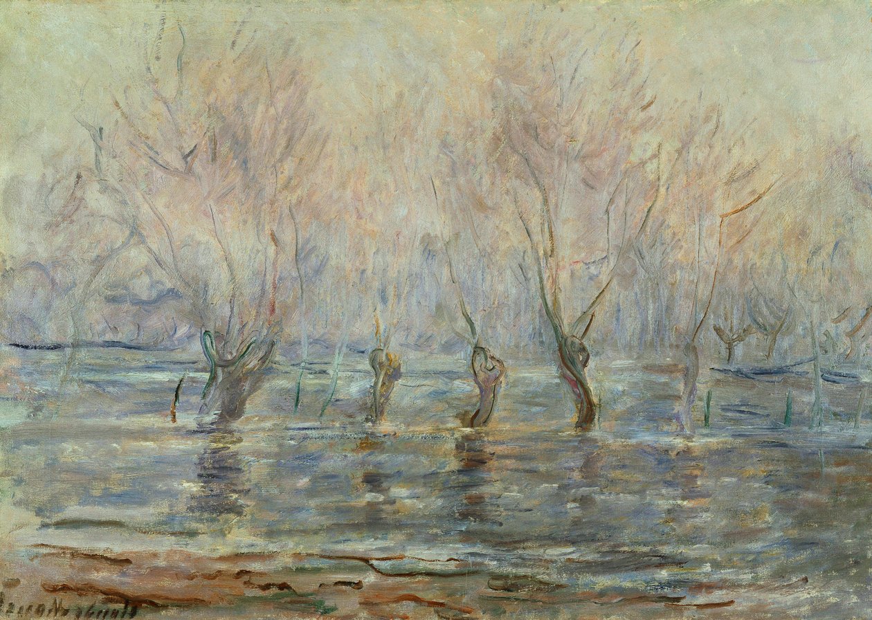 Oversvømmelse i Giverny; L"Inondation a Giverny, ca. 1896 af Claude Monet