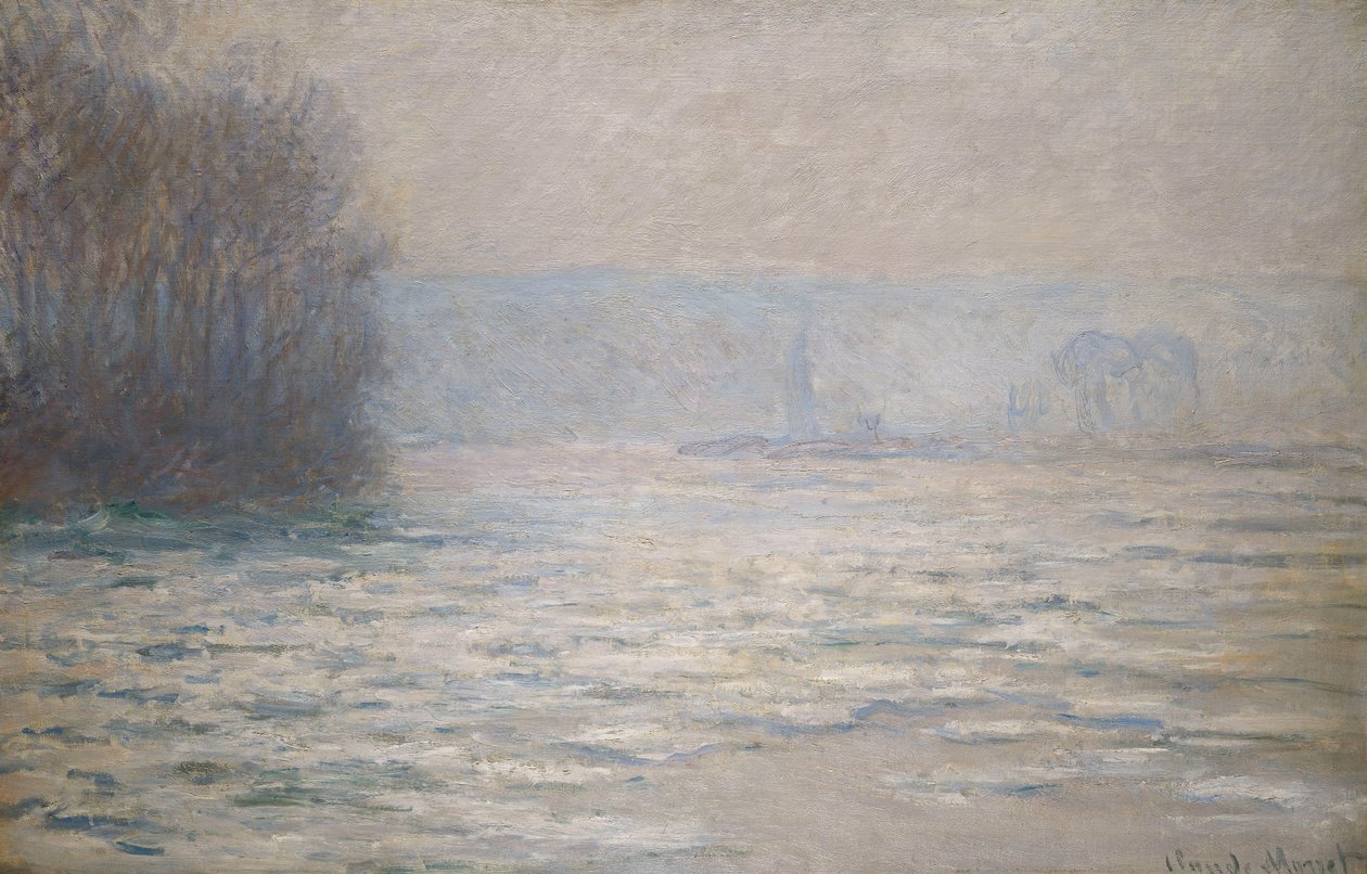 Oversvømmelser på Seinen nær Bennecourt; Debacle, La Seine pres Bennecourt, 1893 af Claude Monet