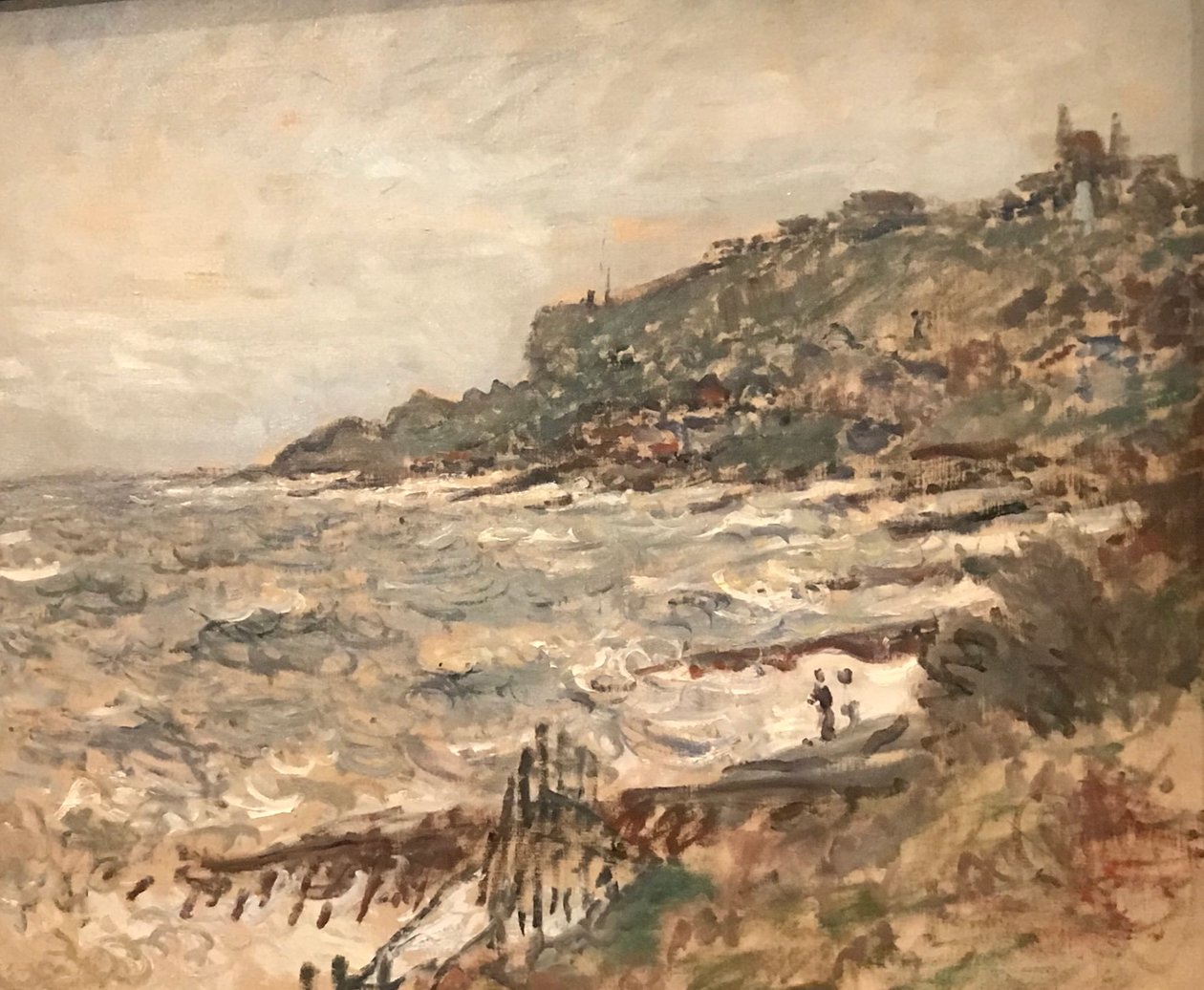 Fransk: Falaise de Sainte-Adresse, gråvejr af Claude Monet