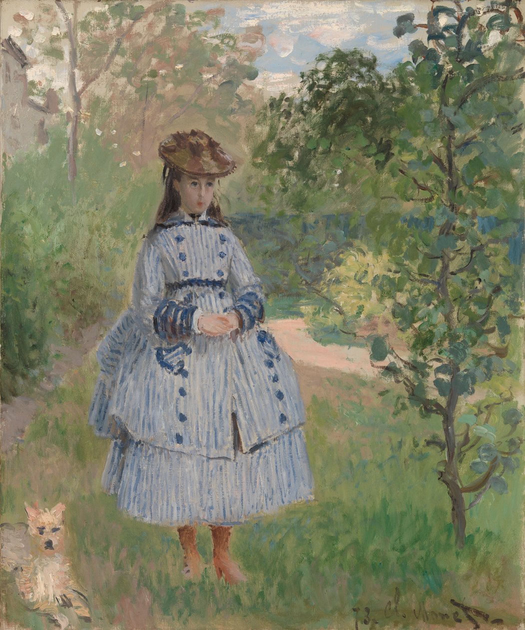 Pige med hund af Claude Monet