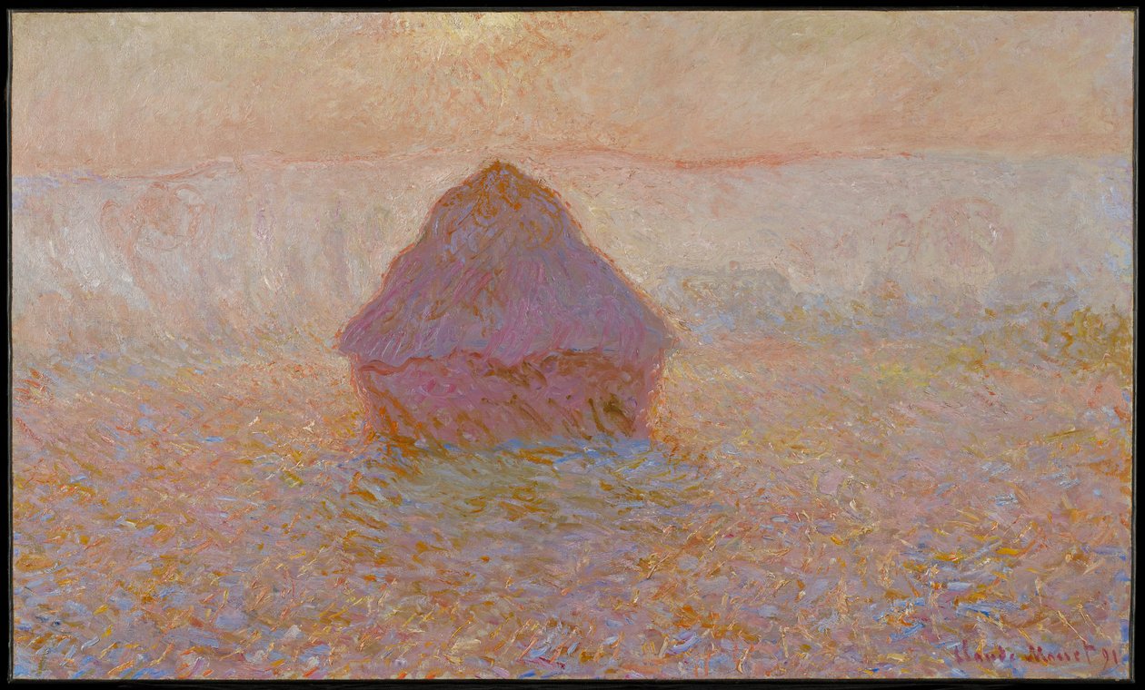 Kornstak, sol i tågen af Claude Monet