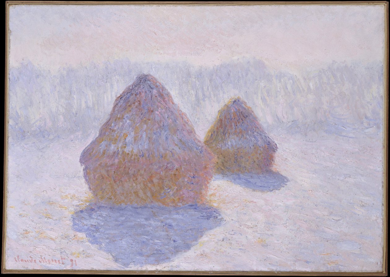 Høstakke (effekt af sne og sol) af Claude Monet