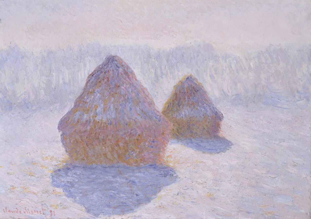 Høstakke (effekt af sne og sol) af Claude Monet
