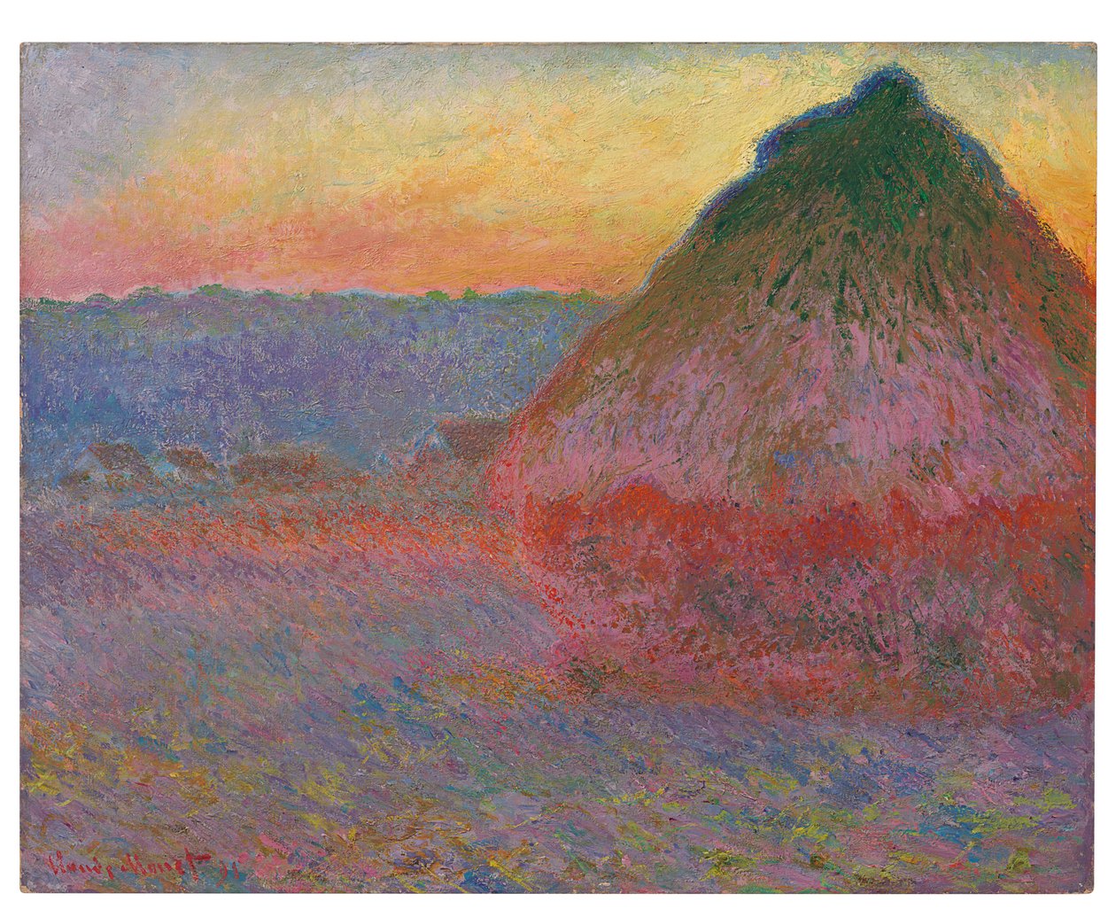 Høstakke, lyserøde og blå aftryk, 1891 af Claude Monet