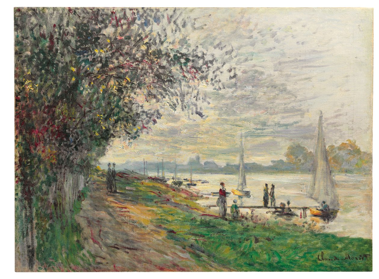 Bredden af ​​Petit-Gennevilliers, solnedgang, 1875 af Claude Monet