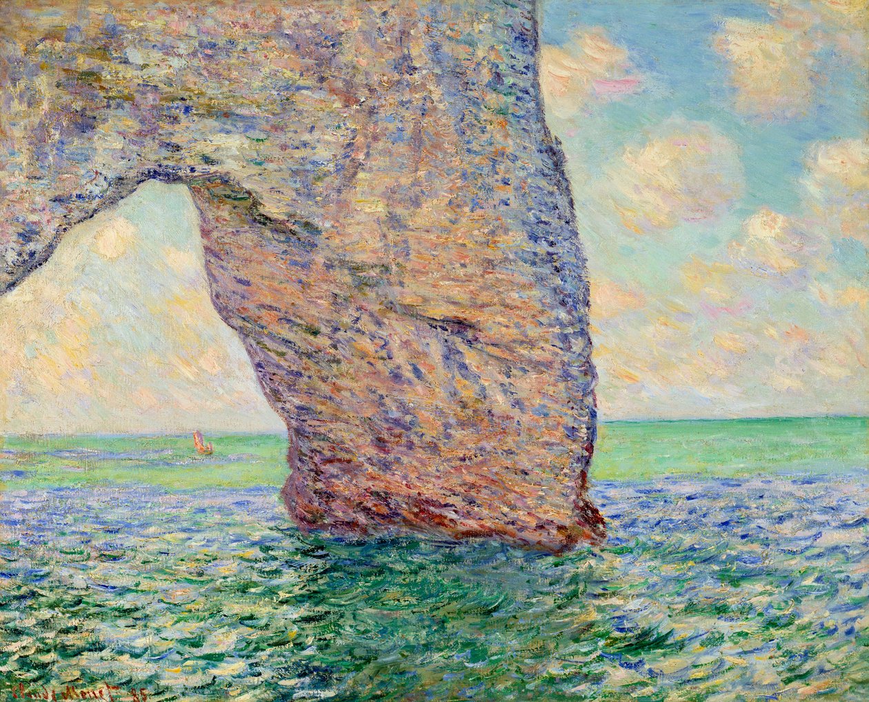 La manneporte à Etretat Maleri af Claude Monet (1840-1926) 1885 Dim. 0,65x0,81 m Privat samling - Klinten ved Etretat (La Manneporte) - Maleri af Claude Monet (1840-1926), olie på lærred (65 x 81 cm) af Claude Monet