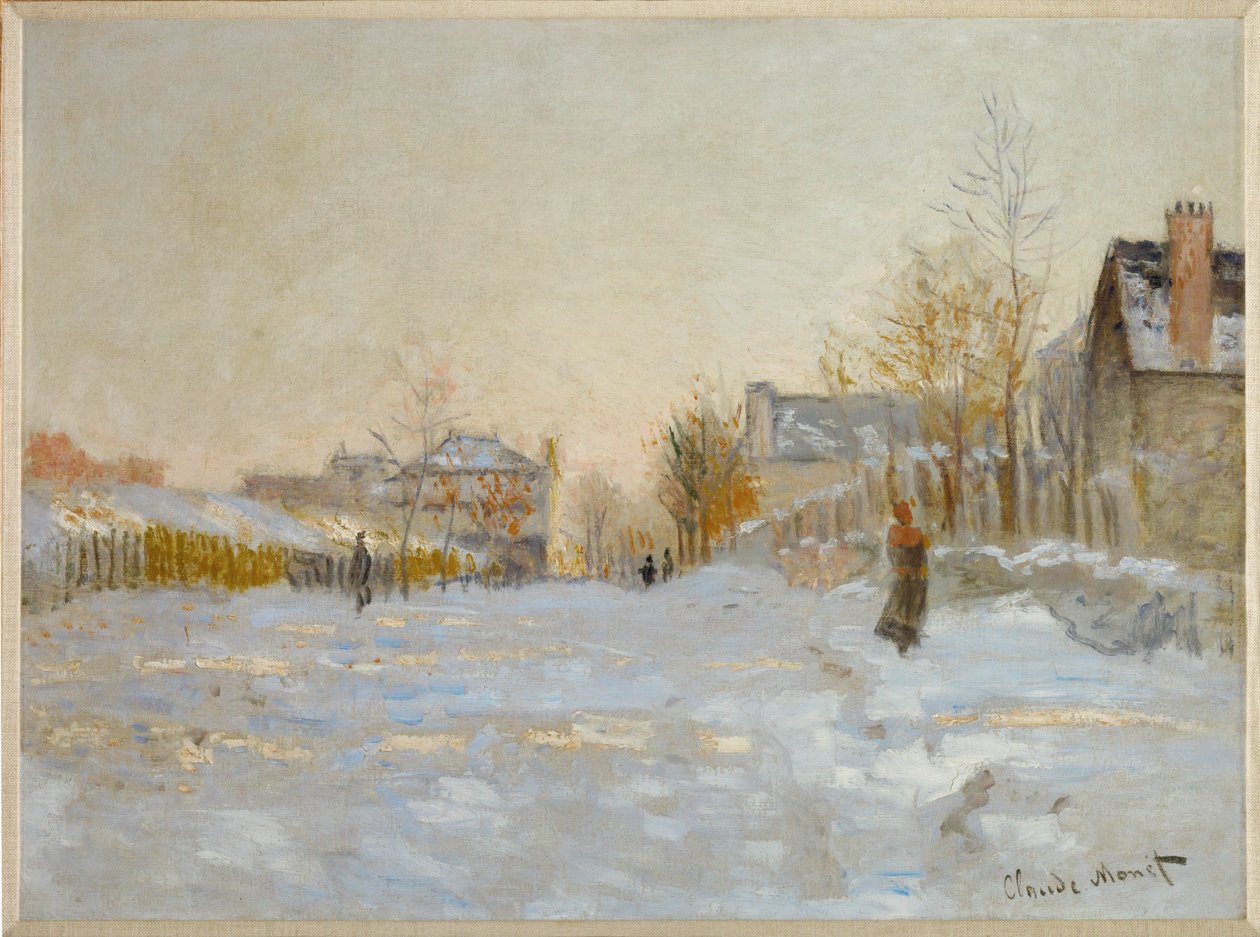 Sne i Argenteuil (olie på lærred) af Claude Monet