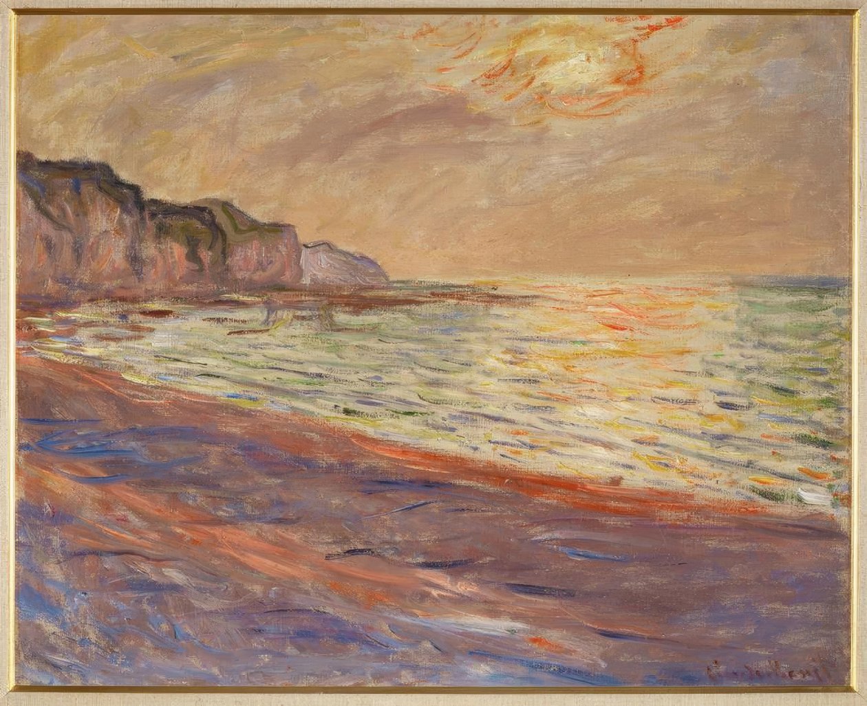 Pourville strand, solnedgang af Claude Monet