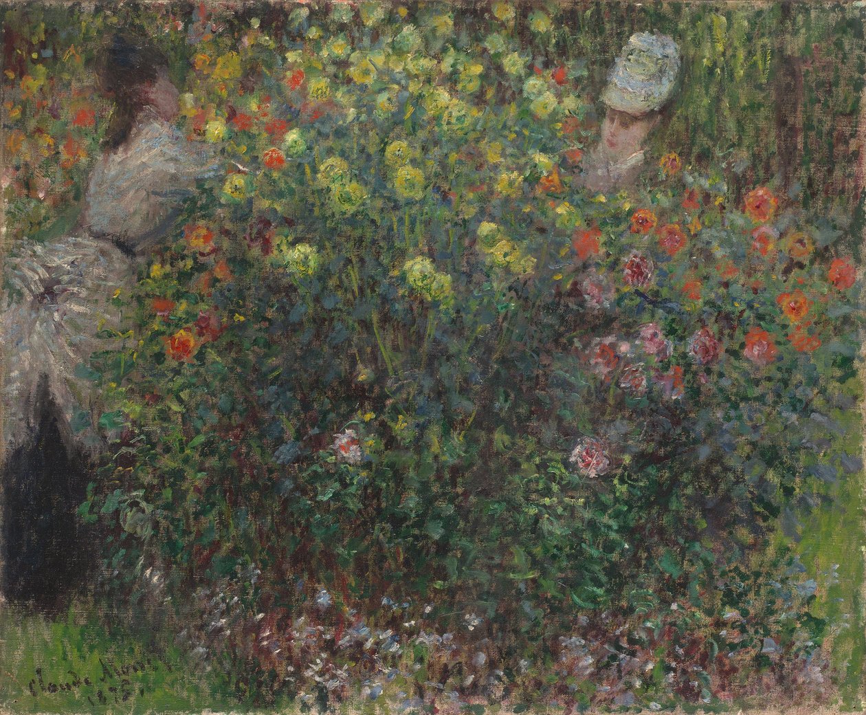 Damer i blomster, 1875 af Claude Monet