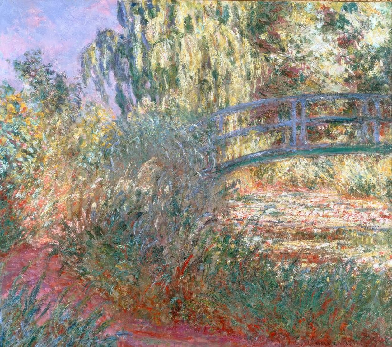Vandliljebassinet og stien ved vandet af Claude Monet