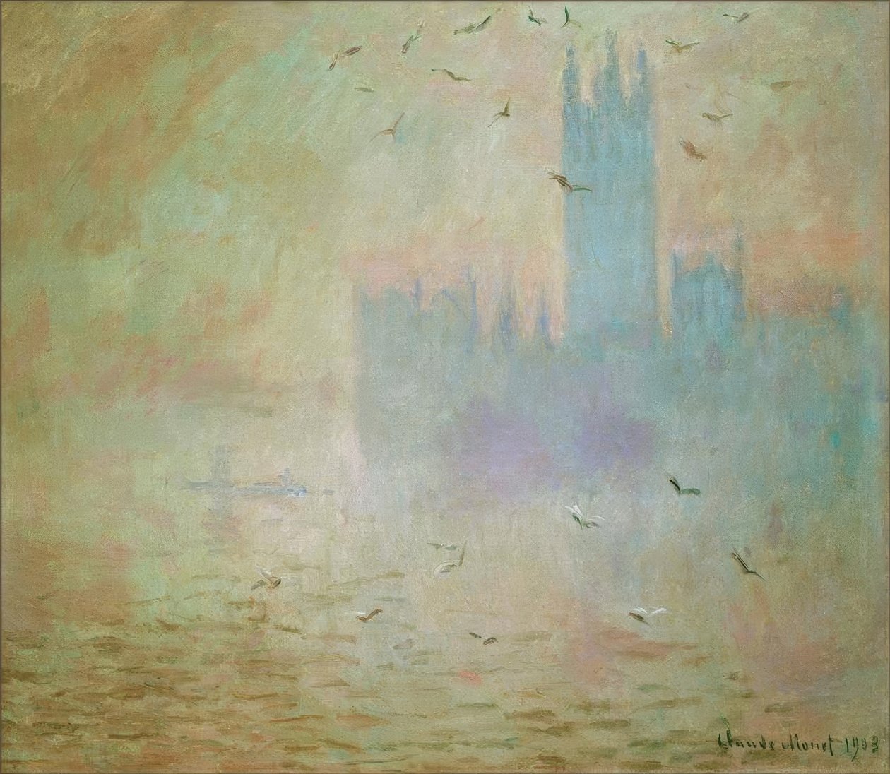 Parlamentet, Mågerne (Das Parlament, die Möwen) af Claude Monet