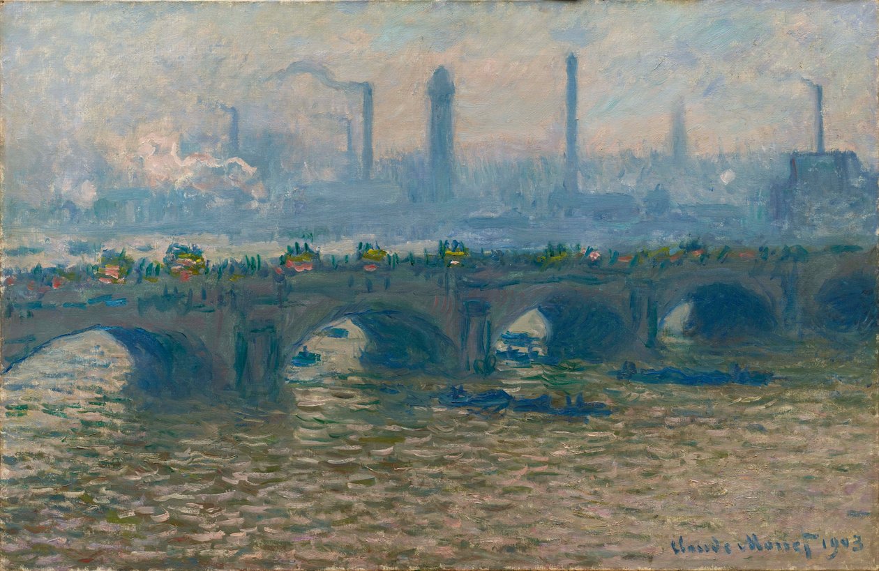 Le Pont de Waterloo, temps gris Waterloo Bridge, gråvejr, 1903. af Claude Monet