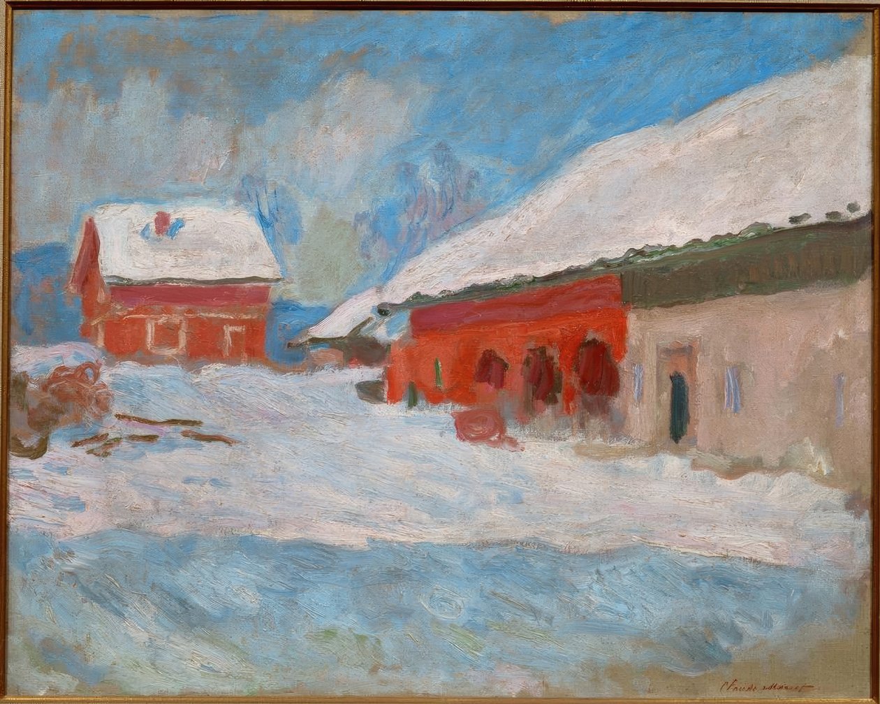 De røde huse i Björnegaard (Norge) af Claude Monet