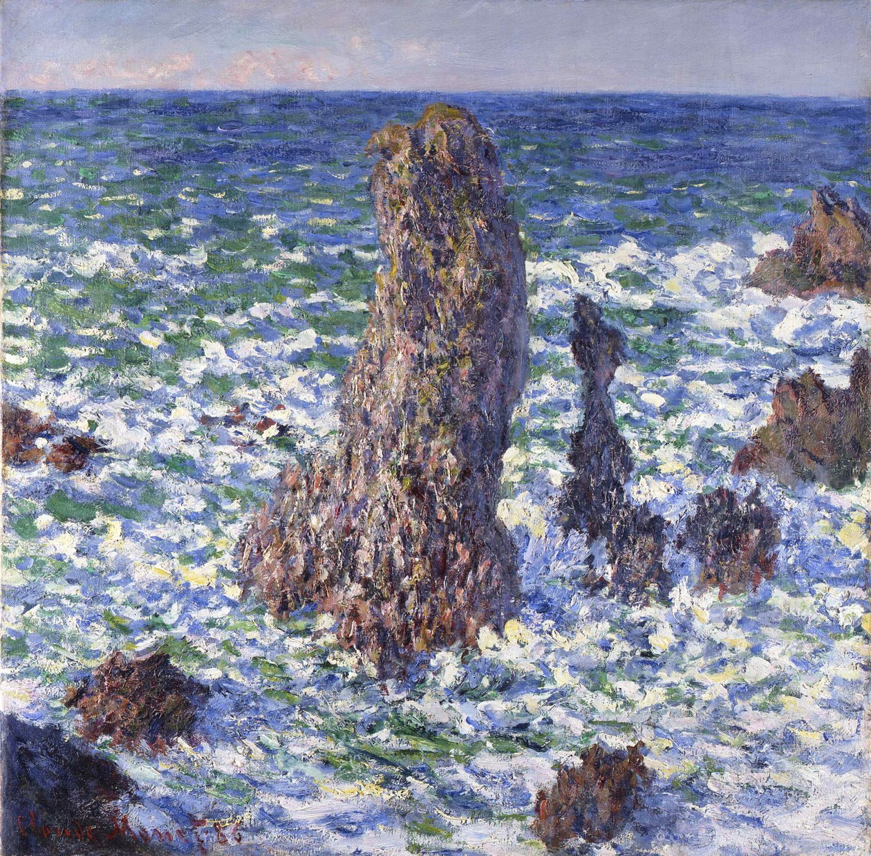 Pyramiderne i Port-Coton, soleffekt, 1886. af Claude Monet