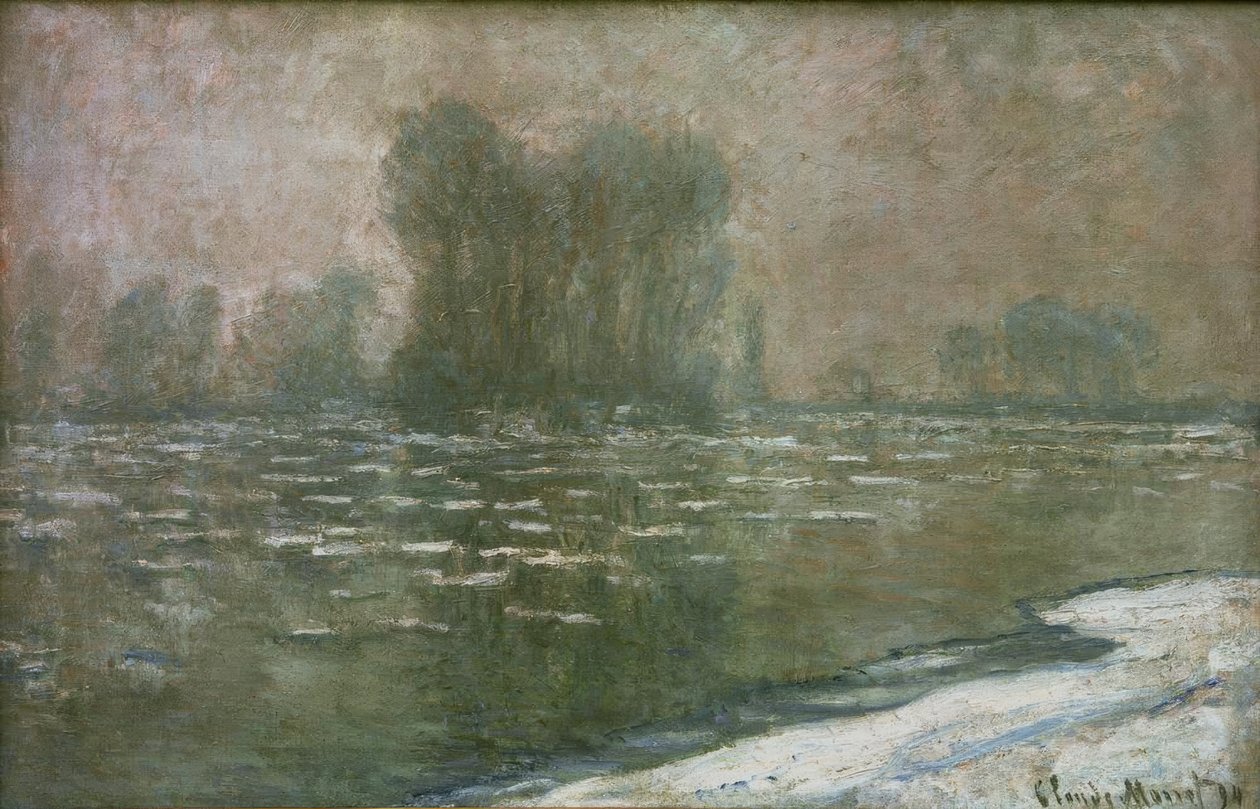 Matin brumeux, débâcle (Is i en tåget morgen) af Claude Monet