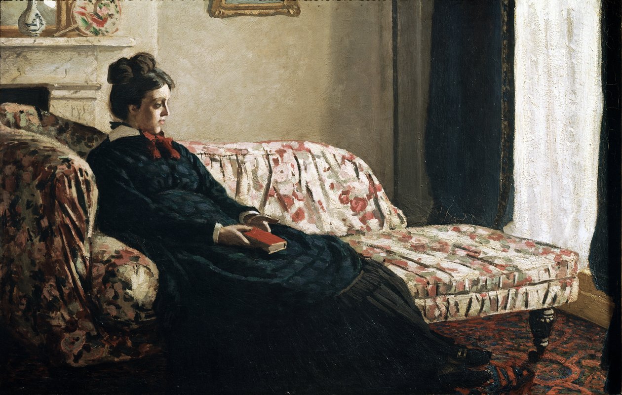 Meditation eller Madame Monet i canapeen (olie på lærred af Claude Monet
