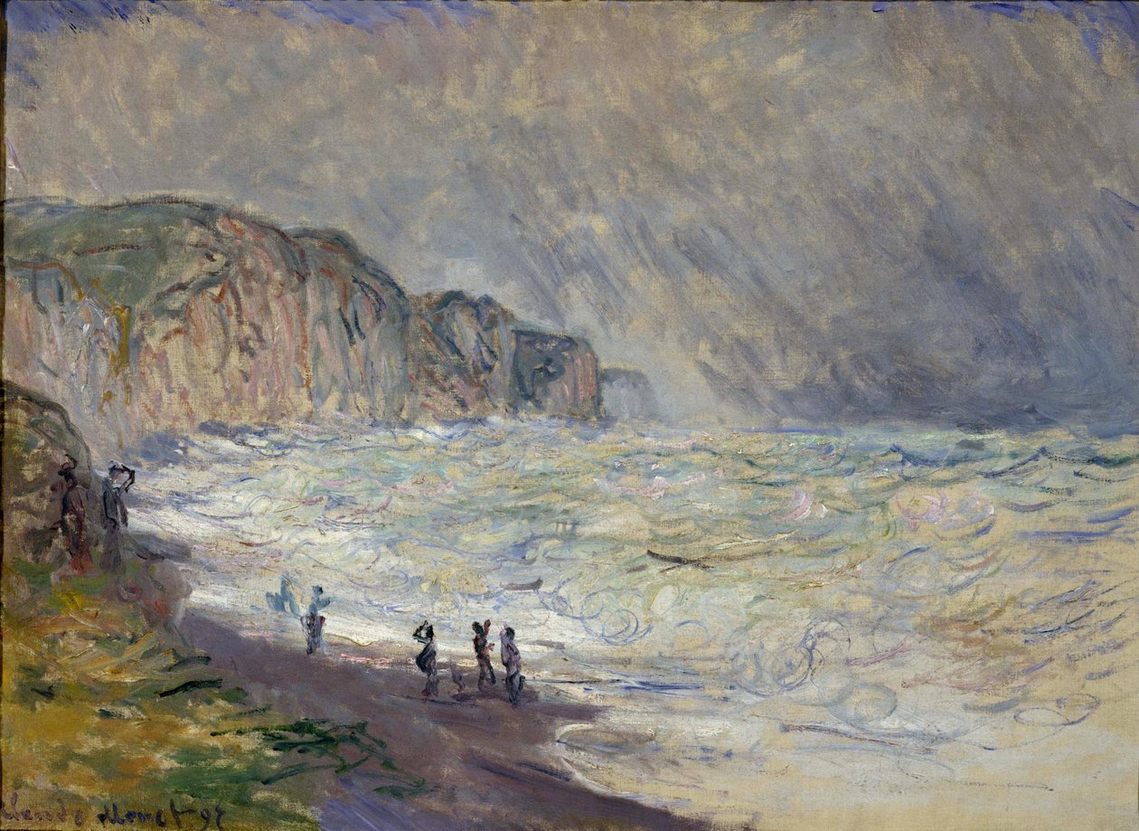 Rart hav ved Pourville - Maleri af Claude Monet (1840-1926), olie på lærred af Claude Monet