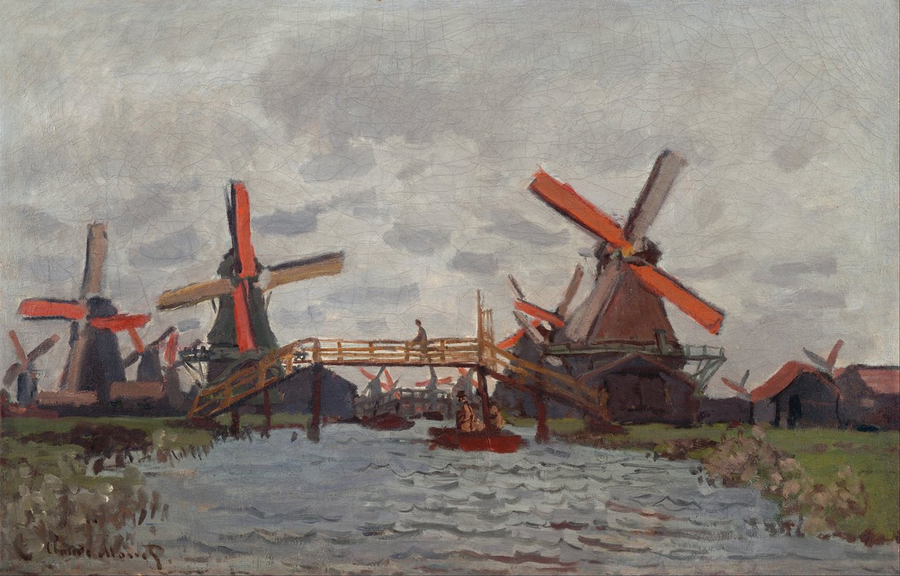 Mills ved Westzijderveld nær Zaandam af Claude Monet