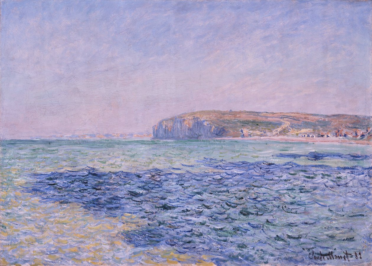 Shadows on the Sea, Cliffs at Pourville (Dieppe, Seine Maritime, Frankrig) (Shadows on the Sea - The Cliffs at Pourville) - Maleri af Claude Monet (1840-1926), olie på lærred, 57x80 cm af Claude Monet