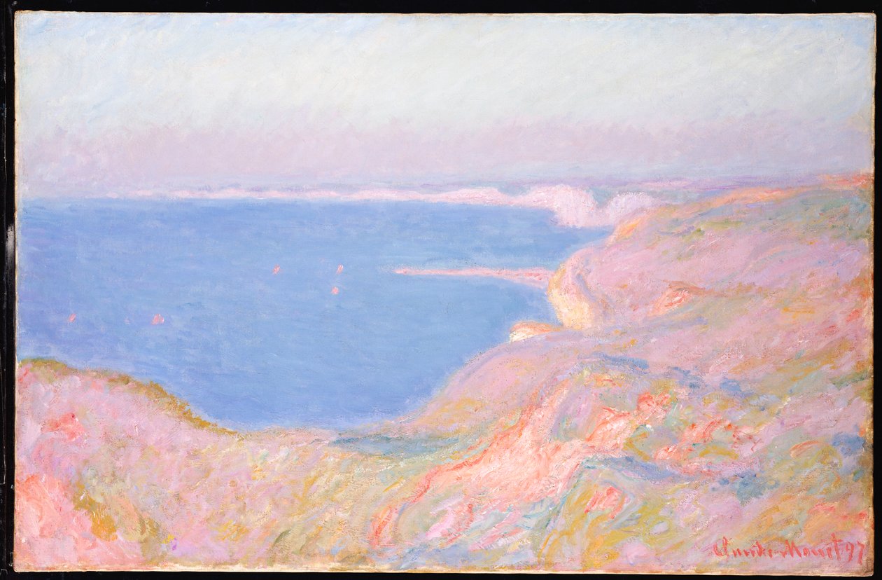På klipperne nær Dieppe, solnedgang, 1897 af Claude Monet