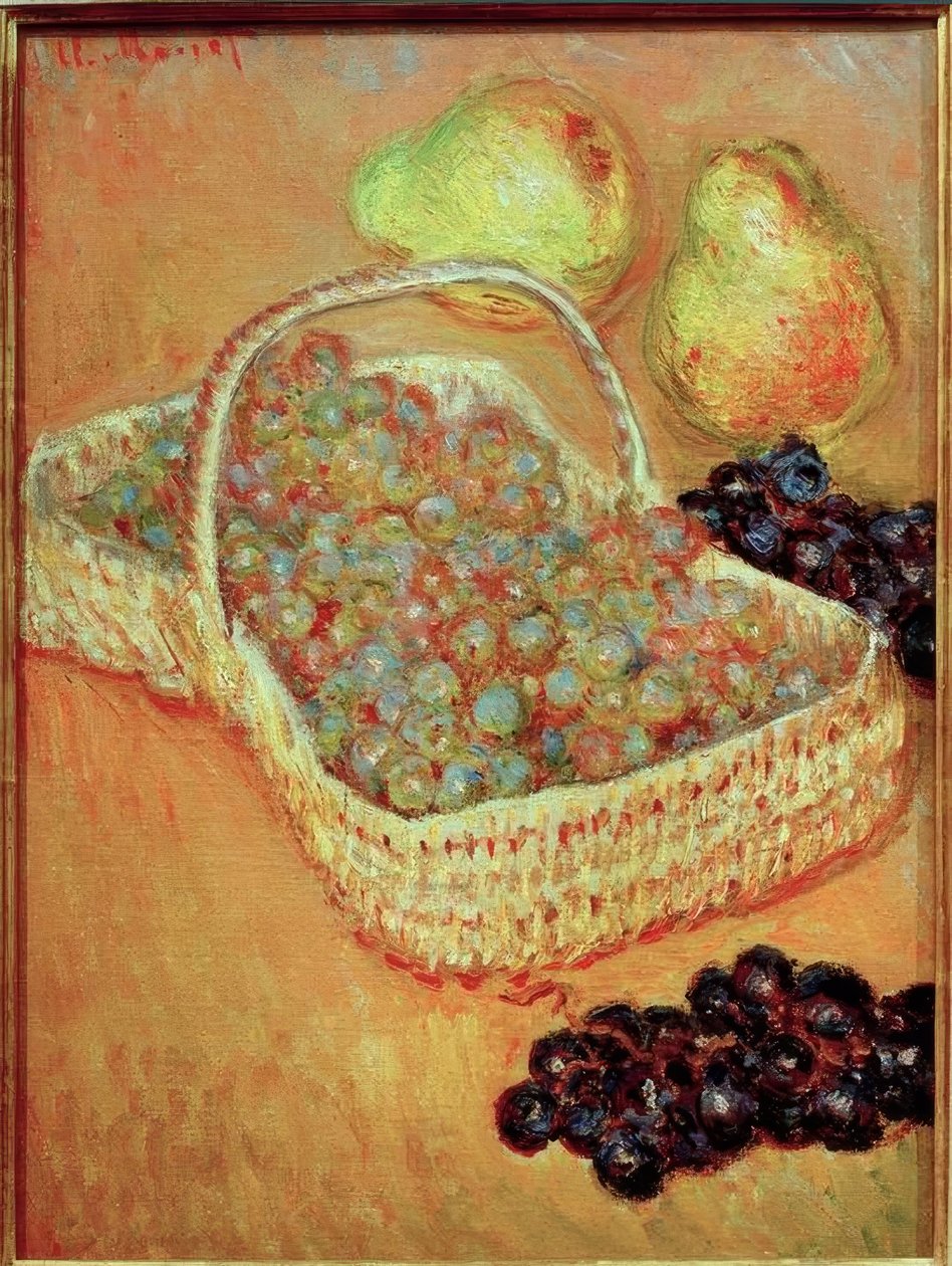 Panier de Raisins et Poires (kurv med druer og pære af Claude Monet