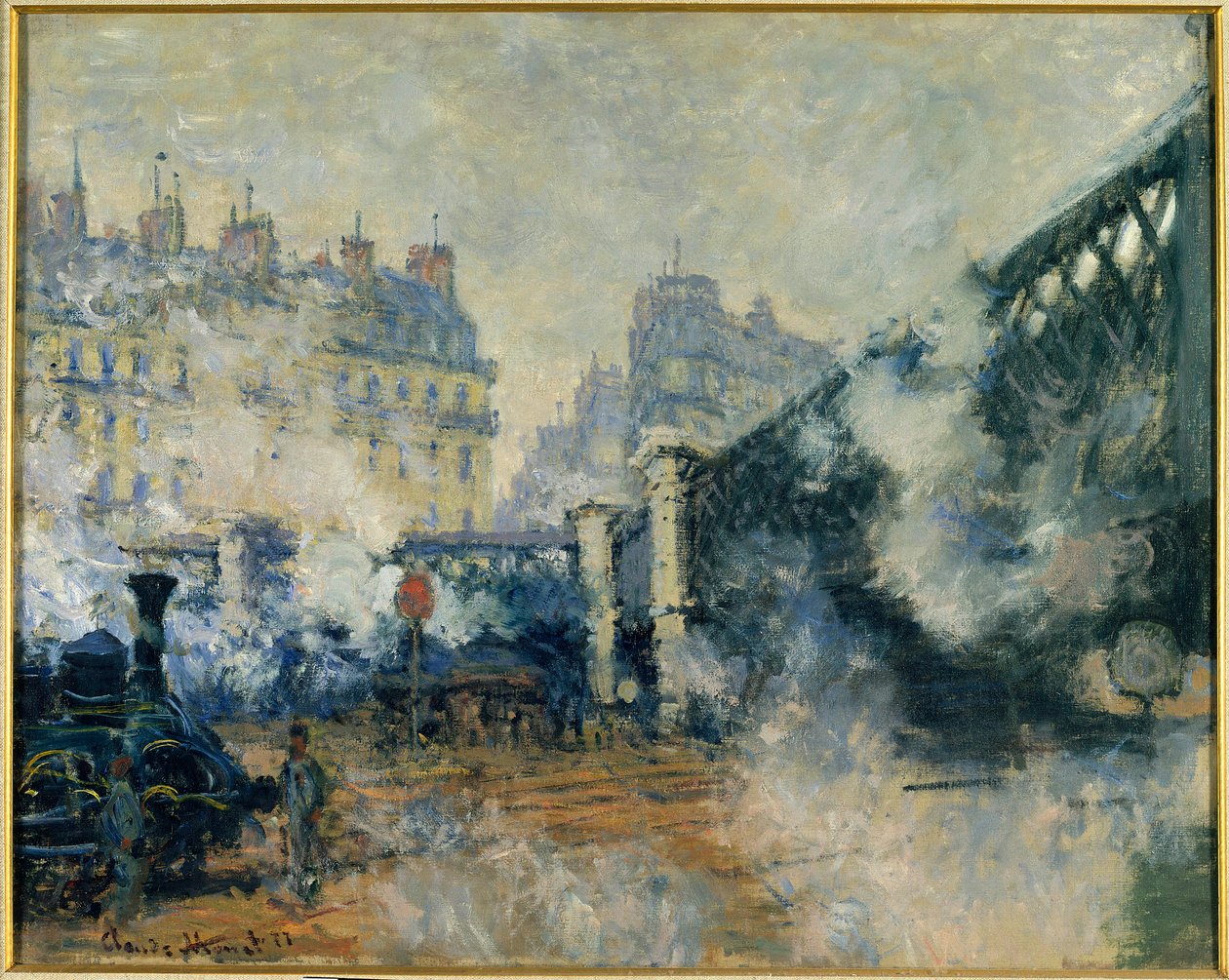 Europabroen og Saint Lazarus Station (Saint-Lazare) Maleri af Claude Monet (1840-1926) 1877 Søn. 0,64 x 0,81 m. Paris. Marmottan Museum af Claude Monet
