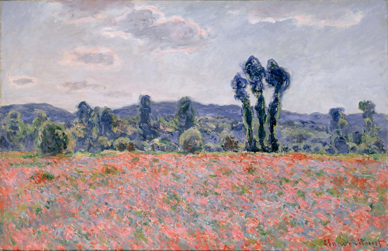 Poppy Field, ca. 1890 (olie på lærred) af Claude Monet