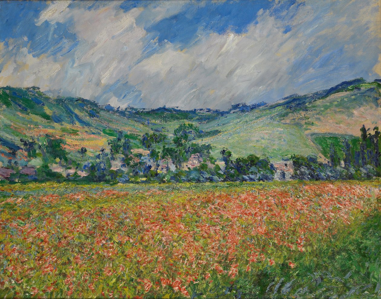 Valmuemark ved Giverny, 1885. af Claude Monet