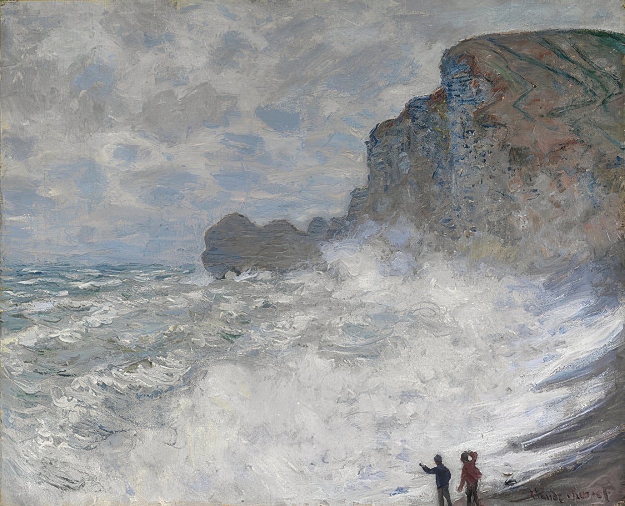 Rauhes Wetter i Étretat. 1883 af Claude Monet