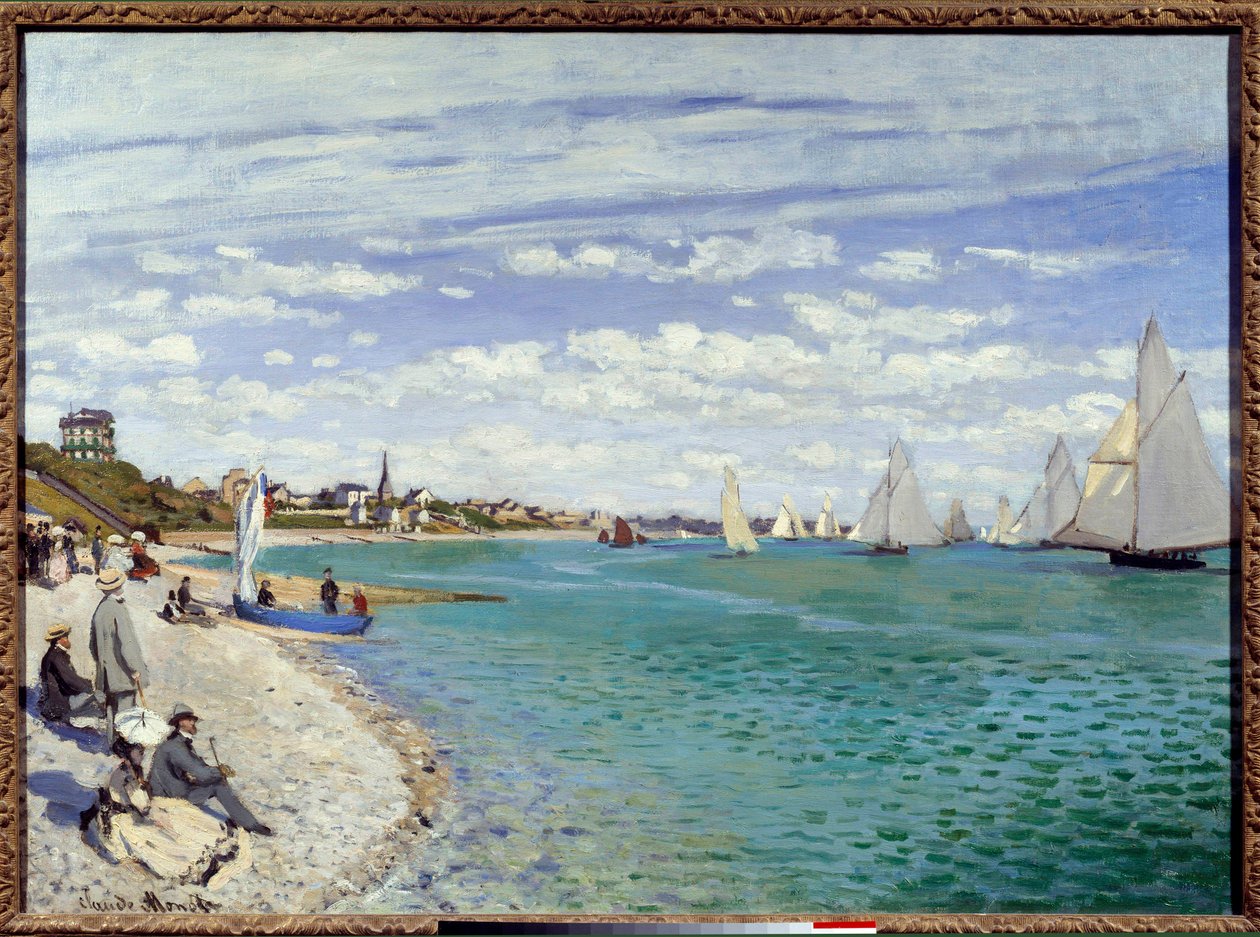 Regates på Sainte Address Sainte-Adresse stranden i Seine maritime. Maleri af Claude Monet (1840-1926) 1867 søn. 0,99x0,72 m New York, Metropolitan museum af Claude Monet