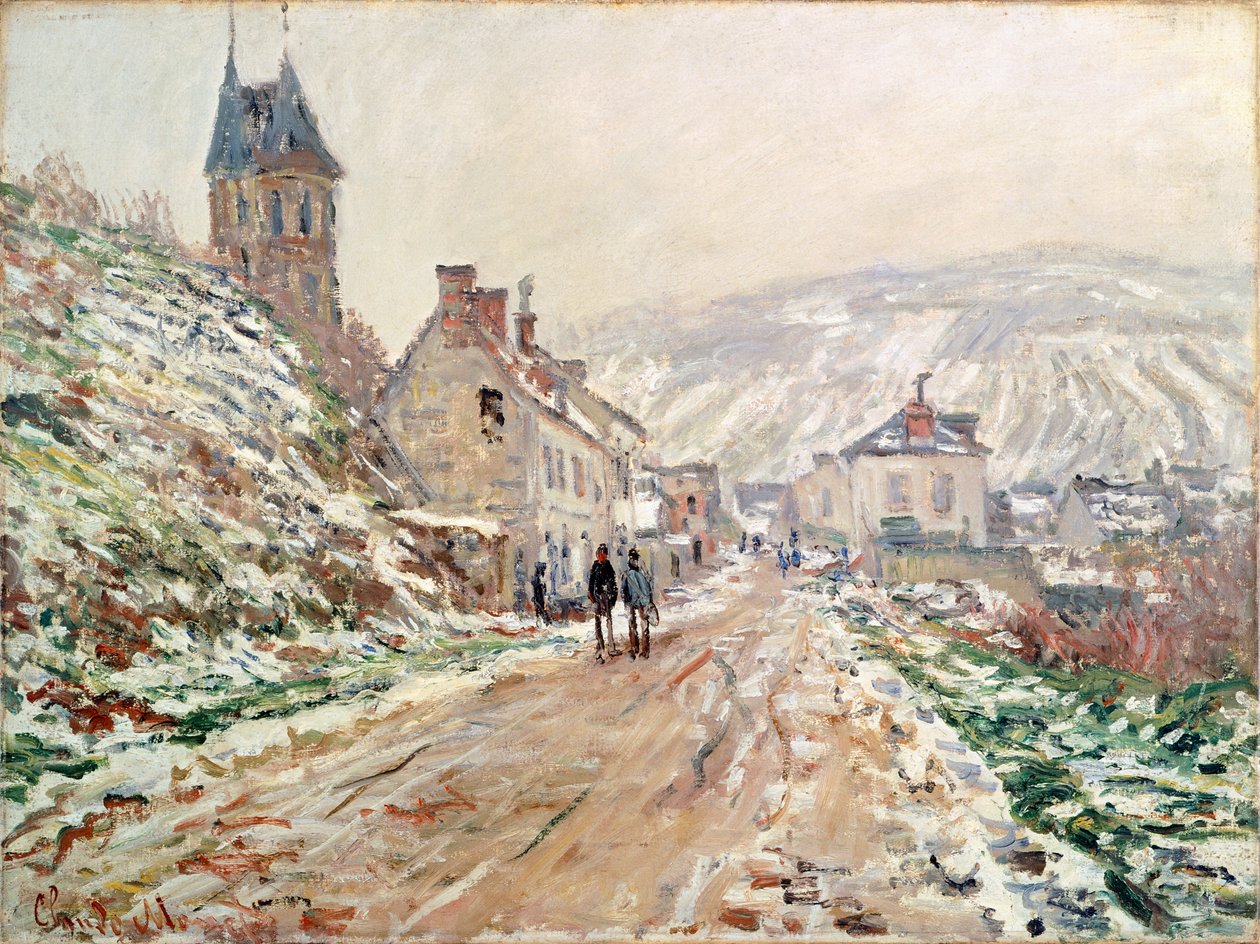 Road in Vetheuil om vinteren af Claude Monet (1840-1926) af Claude Monet