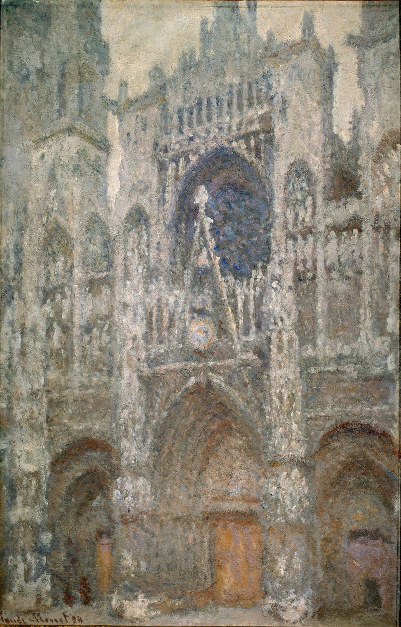 Rouen katedral, portalen, grå tid, grå harmoni af Claude Monet
