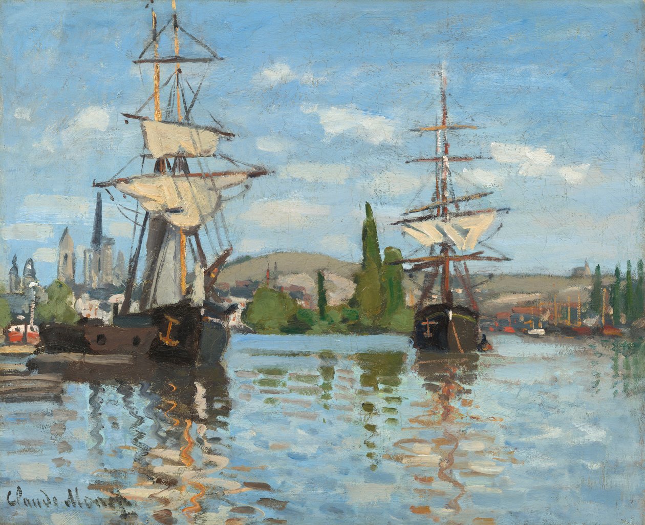 Skibe, der rider på Seinen ved Rouen, 18721873. af Claude Monet