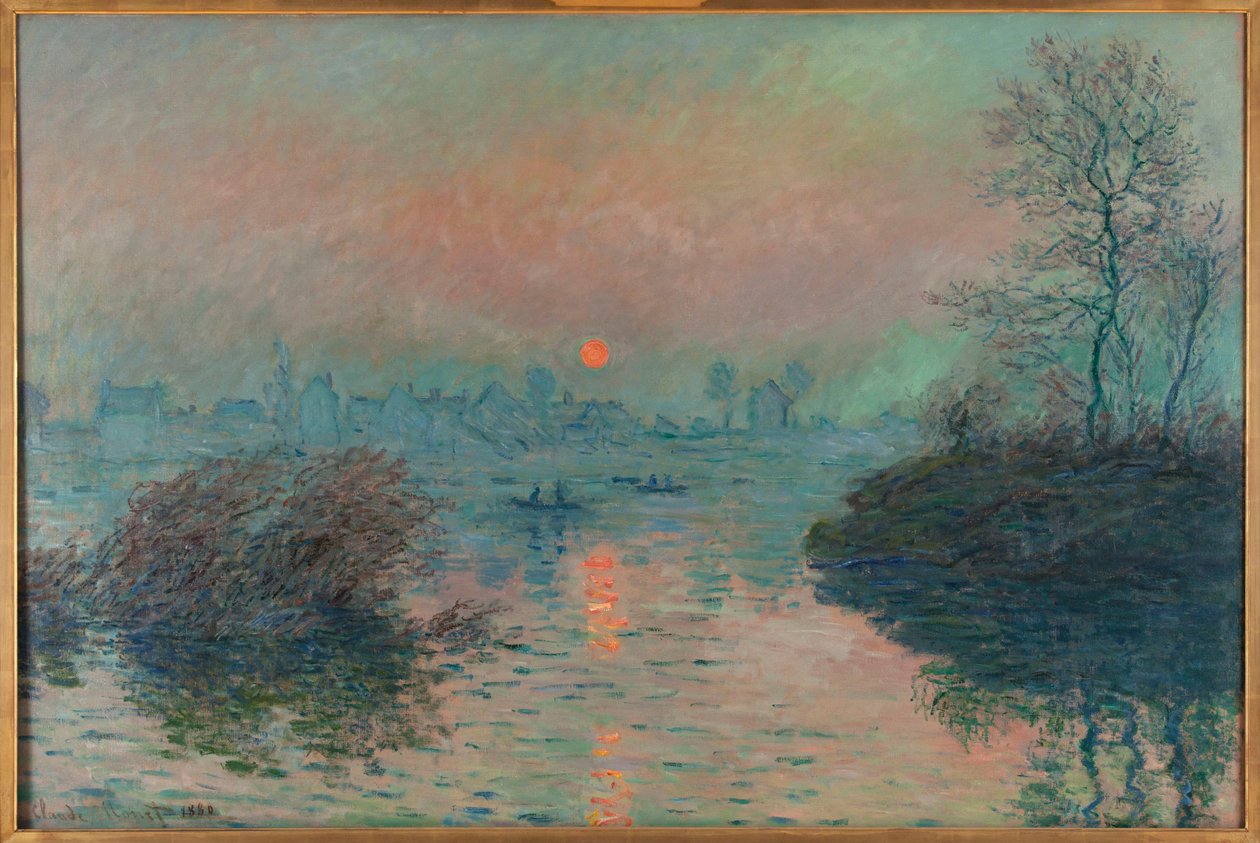 Solnedgang over Seinen i Lavacourt, vinterstemning af Claude Monet