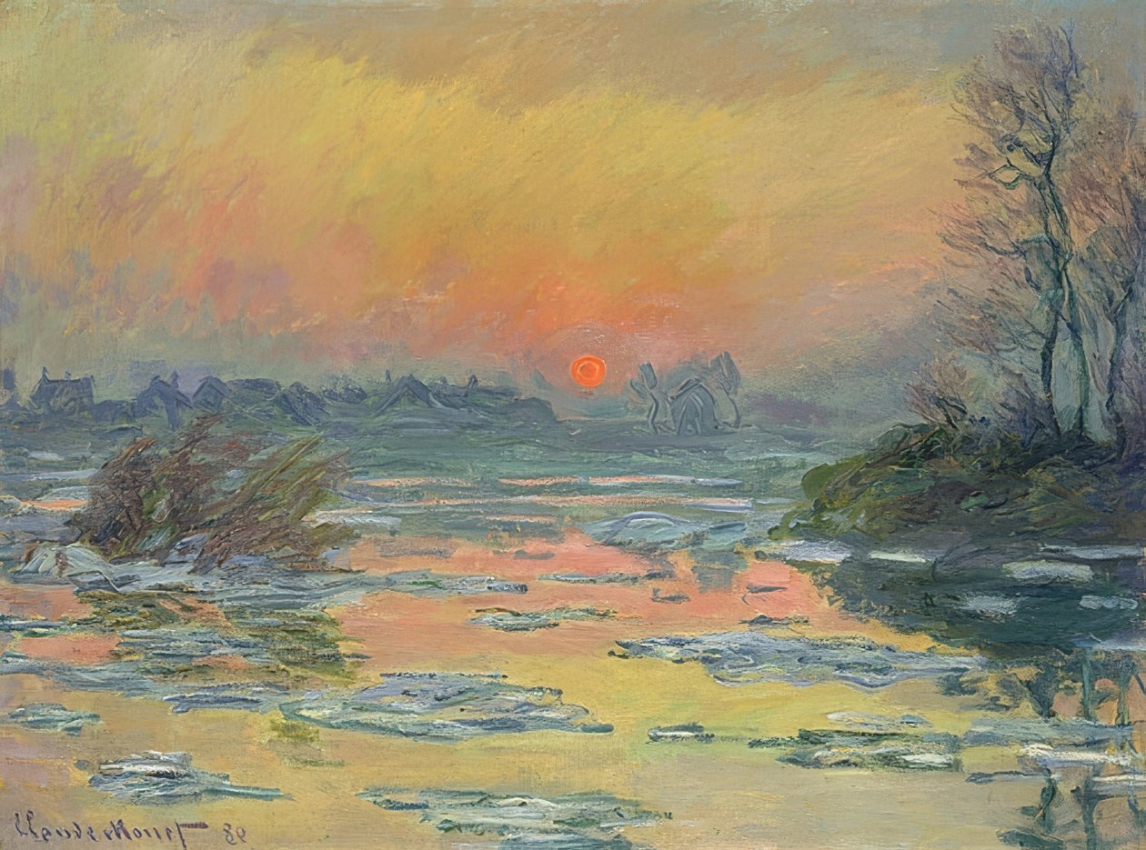 Solnedgang over Seinen (Coucher de Soleil sur la Seine). 1880 af Claude Monet