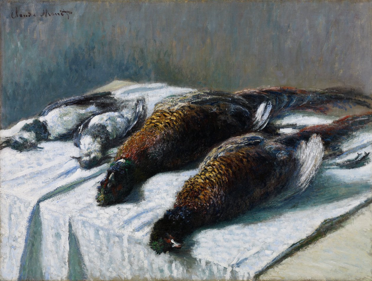 Stilleben med fasaner og præstekraver af Claude Monet