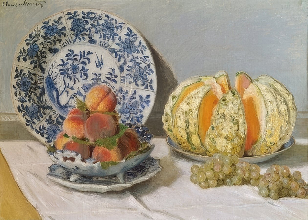Stilleben med melon. 1872 af Claude Monet