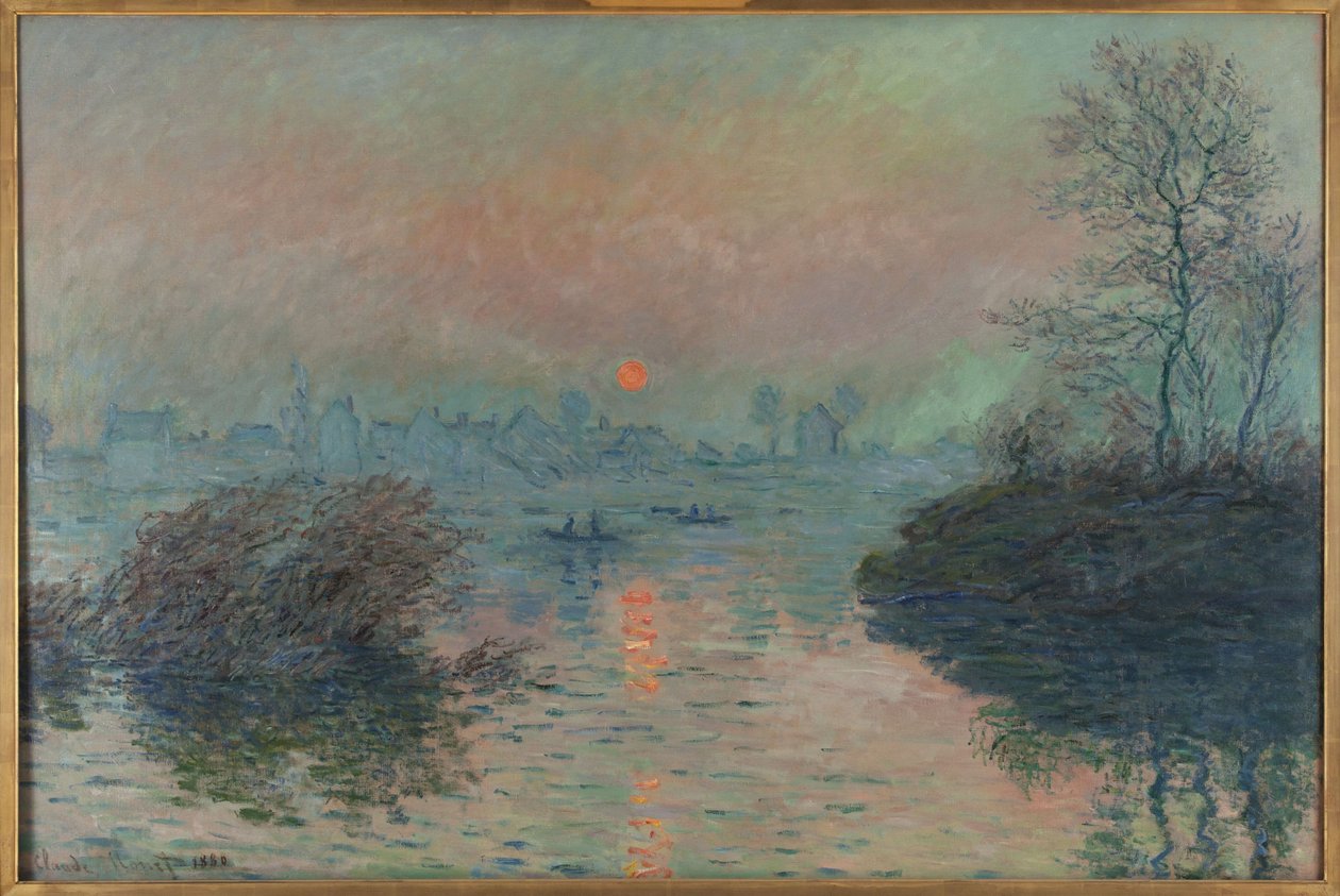 Solnedgang på Seinen ved Lavacourt, vintereffekt af Claude Monet
