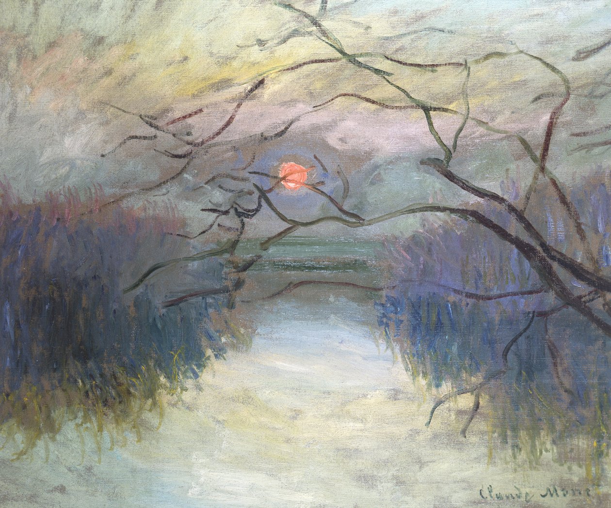 Solnedgang på Seinen ved Vétheuil, 1880 af Claude Monet