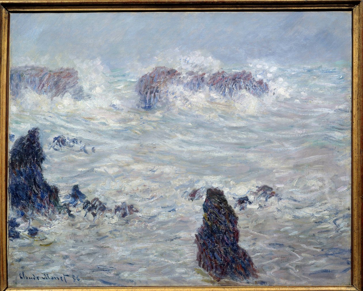 Storm, kyster af Belle-Ile (Belle Ile en mer eller Belle-Ile-en-Mer, Bretagne). Maleri af Claude Monet (1840-1926) af Claude Monet
