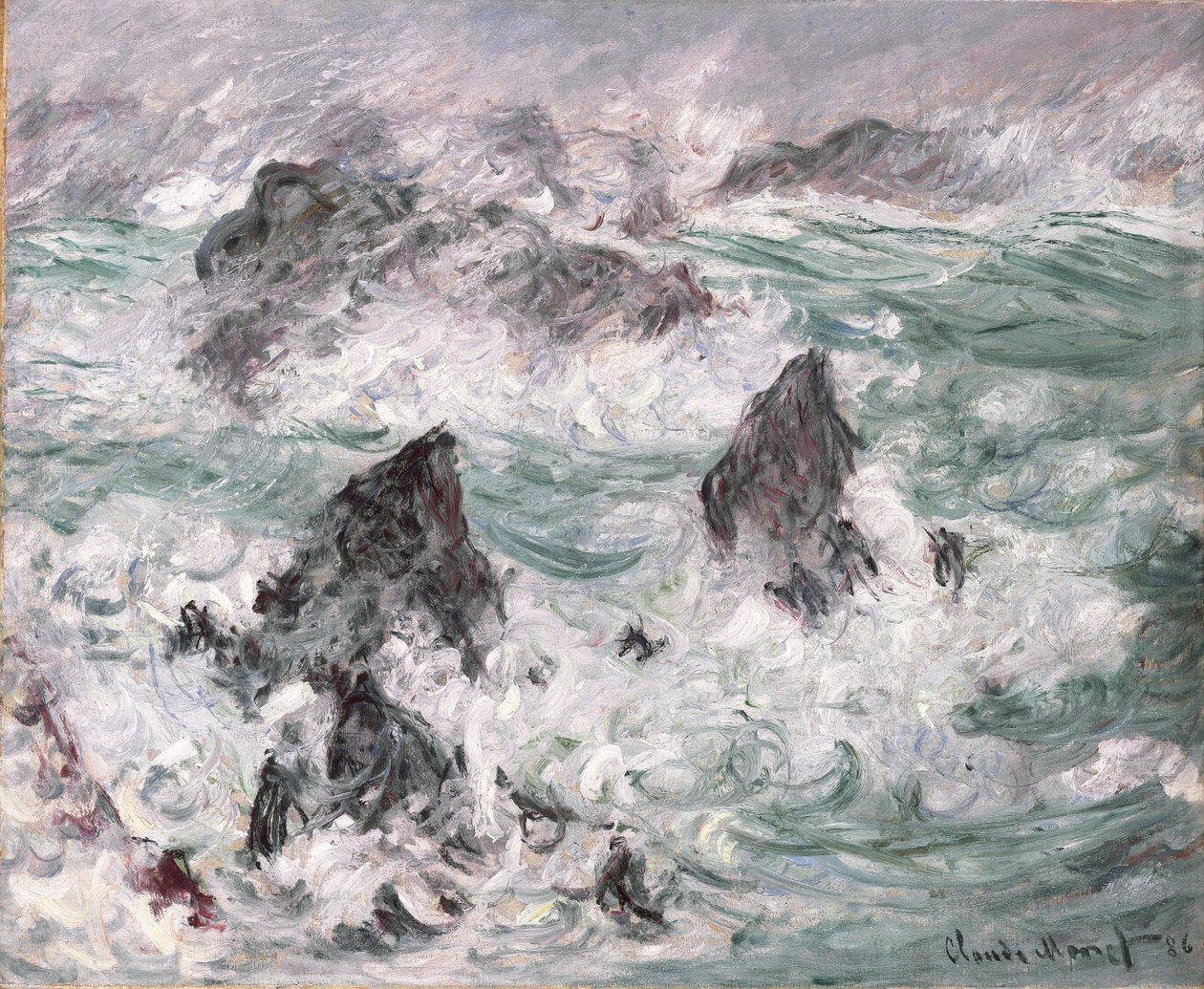 Storm i Belle-Ile af Claude Monet