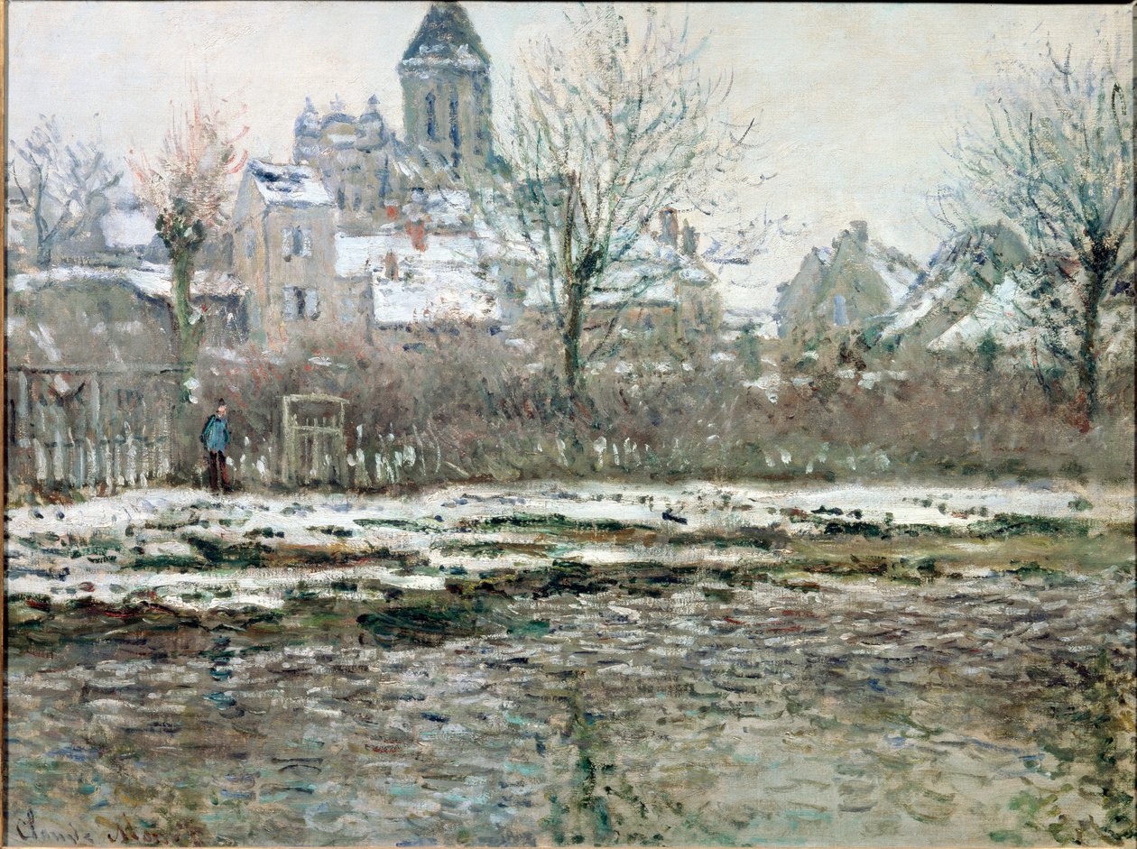 Kirken i Vetheuil under sne af Claude Monet