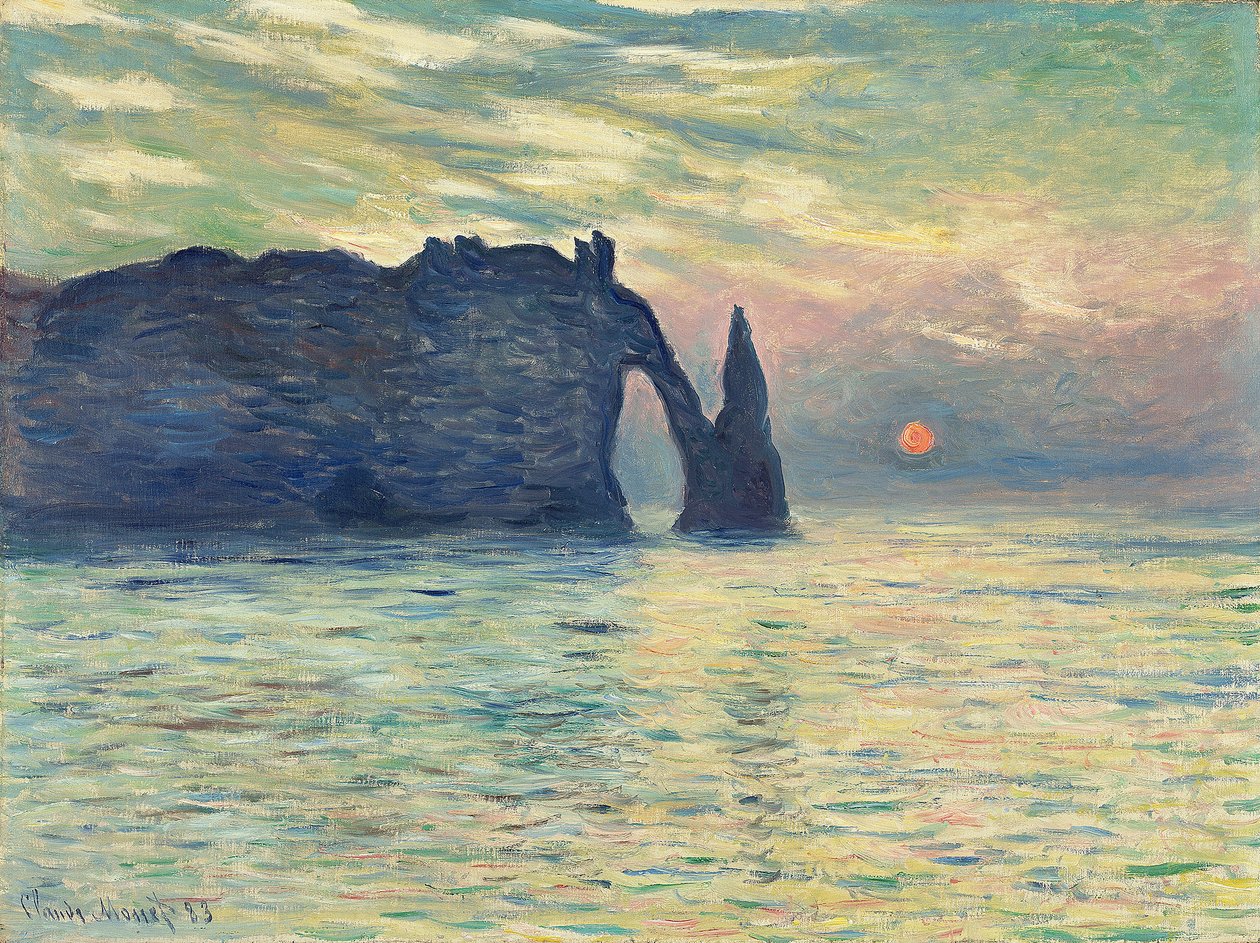 The Cliff, Etretat, Sunset par Monet, Claude (1840-1926) af Claude Monet