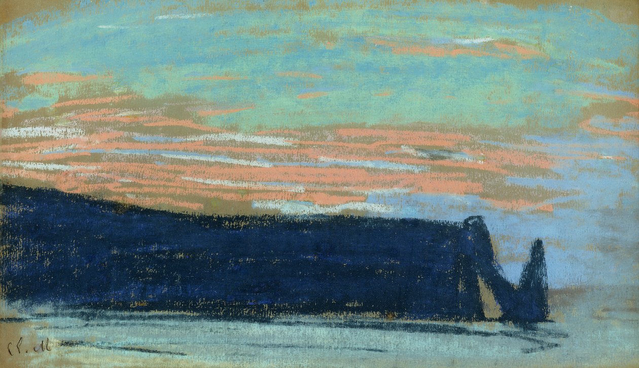 Klippen ved Etretat, ca. 1885 (pastel) af Claude Monet