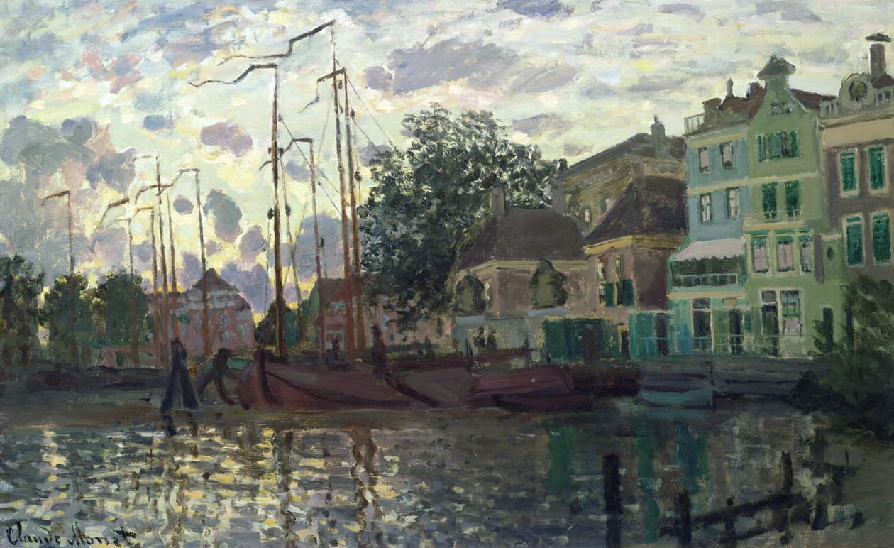 Dæmningen ved Zaandam, aften af Claude Monet