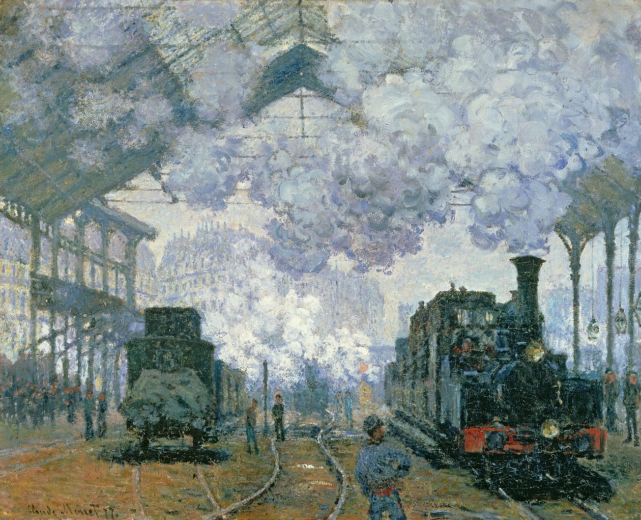 Gare Saint-Lazare: Ankomst af et tog, 1877 af Claude Monet