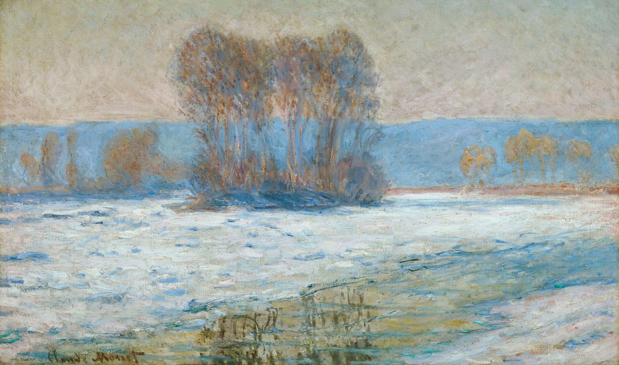 Seinen ved Bennecourt, vinter af Claude Monet