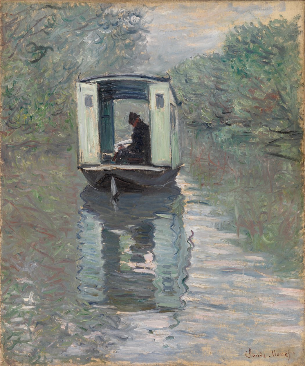Studiebåden (Le Bateau-atelier) af Claude Monet