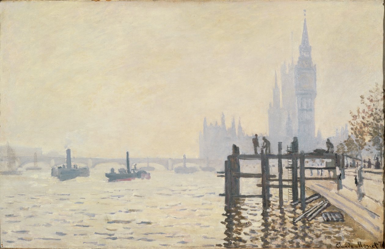 Themsen under Westminster ... (olie på lærred) af Claude Monet