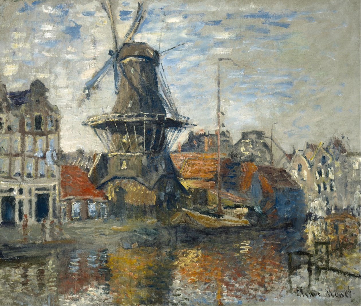 Vindmøllen ved Onbekende Gracht, Amsterdam af Claude Monet